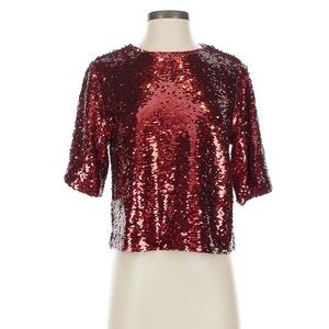 Ann Taylor Sequin Red Top - Christmas
